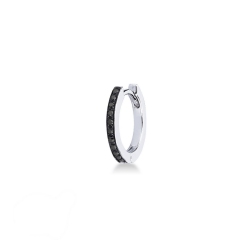 Pendiente mono aro en oro blanco de 18k con diamantes negros