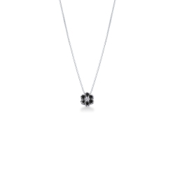 Collar con flor en oro blanco 750 con diamantes negros