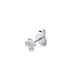 Pendientes sueltos con cruz en oro blanco de 18 quilates con diamantes