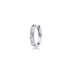 Pendiente único aro en oro blanco 18 quilates con diamantes