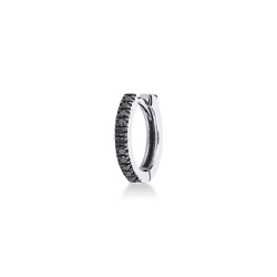 Pendiente mono de aro en oro blanco de 18 quilates con diamantes negros