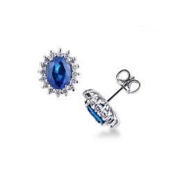 Pendientes en oro blanco 18k con zafiros azules