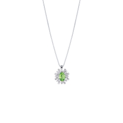 Collar con oro blanco 18K con un peridoto y diamantes
