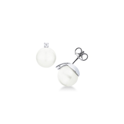 Pendientes mujer en oro blanco de 18k con perlas y diamantes