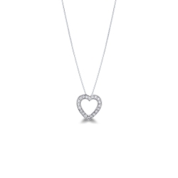 Collar de oro blanco de 18 kilates con colgante en forma de corazón y diamantes 0.20 quilates