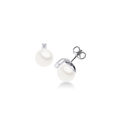 Pendientes de oro blanco 18k con perlas y diamantes