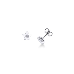 Pendientes estrella con diamantes Oro Blanco 18k