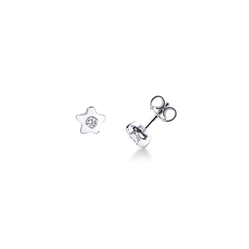 Pendientes estrella con diamantes Oro Blanco 18k