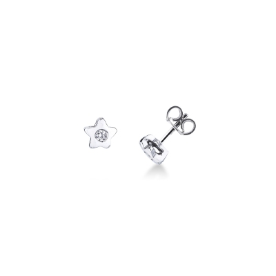Pendientes estrella con diamantes Oro Blanco 18k