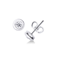 Pendientes solitarios oro blanco 18k diamantes 0,14 quilates