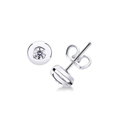Pendientes solitarios con diamantes 0,16 qt a bisel en oro blanco 750