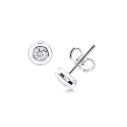 Pendientes solitarios brillantes 0,20 quilates oro blanco 18k