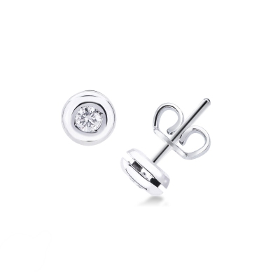 Pendientes solitarios brillantes 0,20 quilates oro blanco 18k 