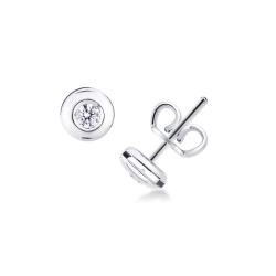 Pendientes botón oro blanco 0,24 qt brillantes