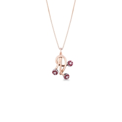 Collar bicolor en oro rosa y blanco 18k con diamantes y rubies