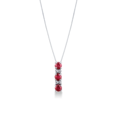 Collar en oro blanco 750 trilogy de rubies y diamantes