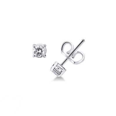 Pendientes de oro blanco 18K y diamantes 0,20 qt