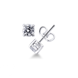 Pendientes botón diamantes 0.30 qt oro blanco 18k