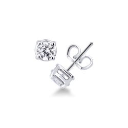Pendientes solitarios con diamantes 0,50 quilates en oro blanco de 18 kilates