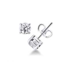 Pendientes solitarios con diamantes 0.60 quilates en oro blanco 18 kilates
