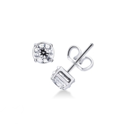 Pendientes botón en oro blanco 18k con diamantes 1 ct