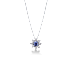 Collar oro blanco 18K con estrella con un zafiro azul y diamantes