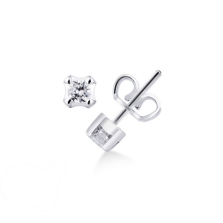Pendientes mujer oro blanco y diamantes 0,10 quilates solitarios