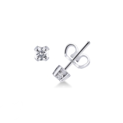 Pendientes solitario en oro blanco de 18 kilates con diamantes 0,20 quilates