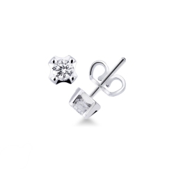 Pendientes solitarios de oro blanco de 18 kilates con 4 garras y diamantes de 0,50 quilates
