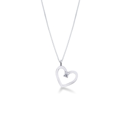 Collar con colgante corazón oro blanco de 18 qt diamante