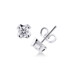 Pendientes solitarios con diamantes 0.60 quilates oro blanco 18 kilates