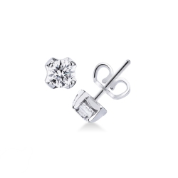 Pendientes solitarios en oro blanco de 18k con diamantes