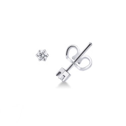 Pendientes solitarios oro blanco y diamantes 0,08 qt 6 garras
