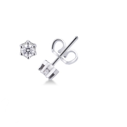 Pendientes oro blanco 750 botón solitarios 6 garras