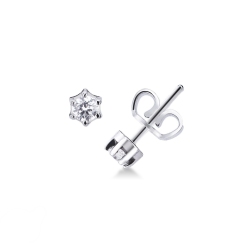 Pendientes solitario en oro blanco 18 k con diamantes 0,20ct