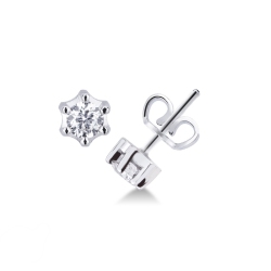 Pendientes solitarios de 6 garras en oro blanco 18 kilates con diamantes de 0,50 quilates