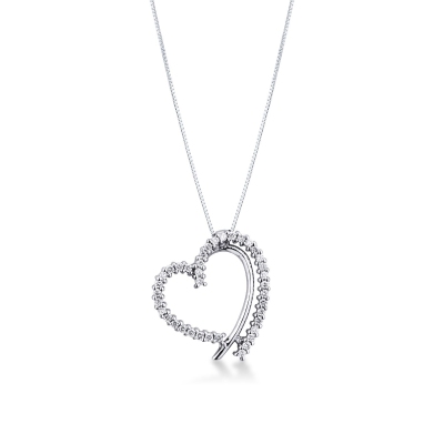 Collar corazón con colgante en oro blanco 750 y diamantes