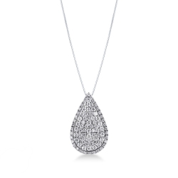 ollar en oro blanco 18K con colgante gota y diamantes