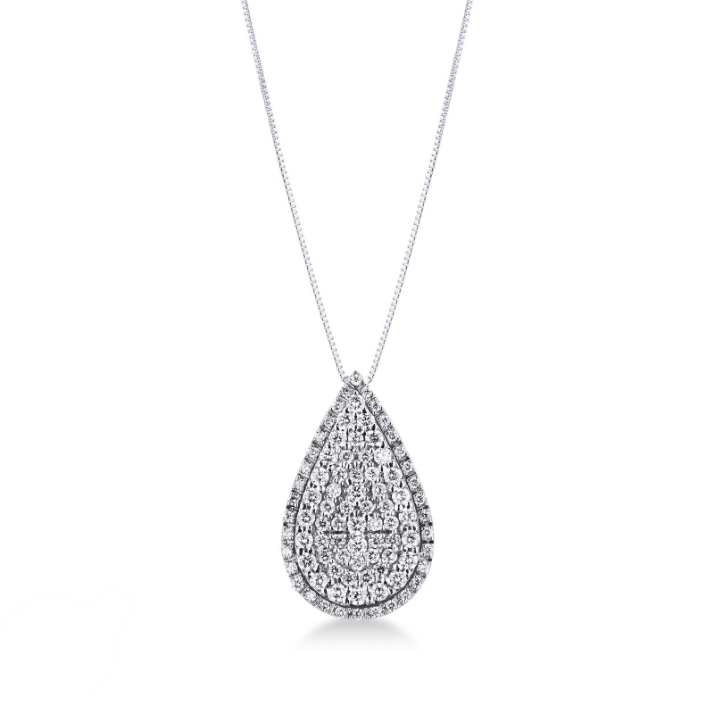 ollar en oro blanco 18K con colgante gota y diamantes ollar en oro blanco 18K con colgante gota y diamantes