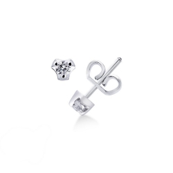 Pendientes oro blanco solitarios 3 garras con diamantes