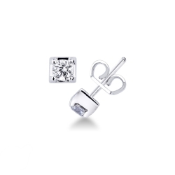 Pendientes solitarios de oro blanco de 18 kilates con diamantes 0,50 quilates