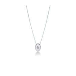 Collar de oro blanco 18k y diamante 0.06 quilates en forma de grano de arroz
