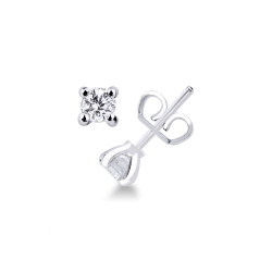 Pendientes mujer solitarios de brillantes 0.26 quilates y oro blanco 18k
