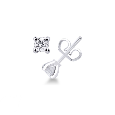 Pendientes mujer solitarios de brillantes 0.26 quilates y oro blanco 18k 