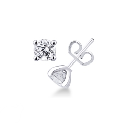 Pendientes botón solitarios con diamantes 0.80 quilates en oro blanco de 18 kilates