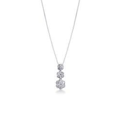Collar en oro 18k con colgante trilogy en forma de flor con diamantes