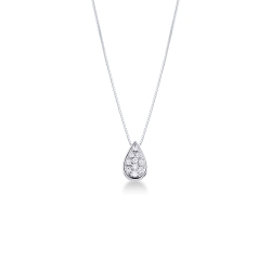 Collar oro blanco 18k colgante gota diamante