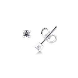 Pendientes botón solitarios oro blanco 18 kilates y diamantes 0,16 qt