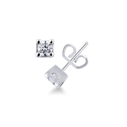 Pendientes solitarios 4 garras diamantes 0,20 quilates oro blanco 18 kilates
