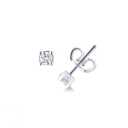 Pendientes botón solitarios con diamantes 0.40 quilates en oro blanco 18 kilates